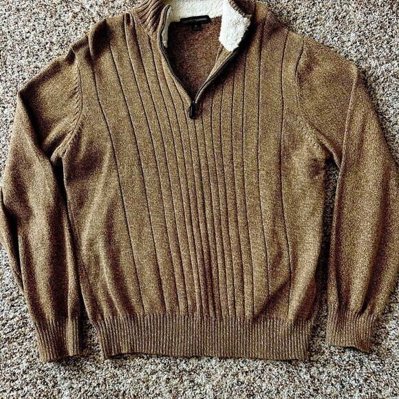 Tricots St Raphael Men’s Brown 1/4 Zip Pullover Sweater Shirt Size Extra Large - Picture 1 of 10